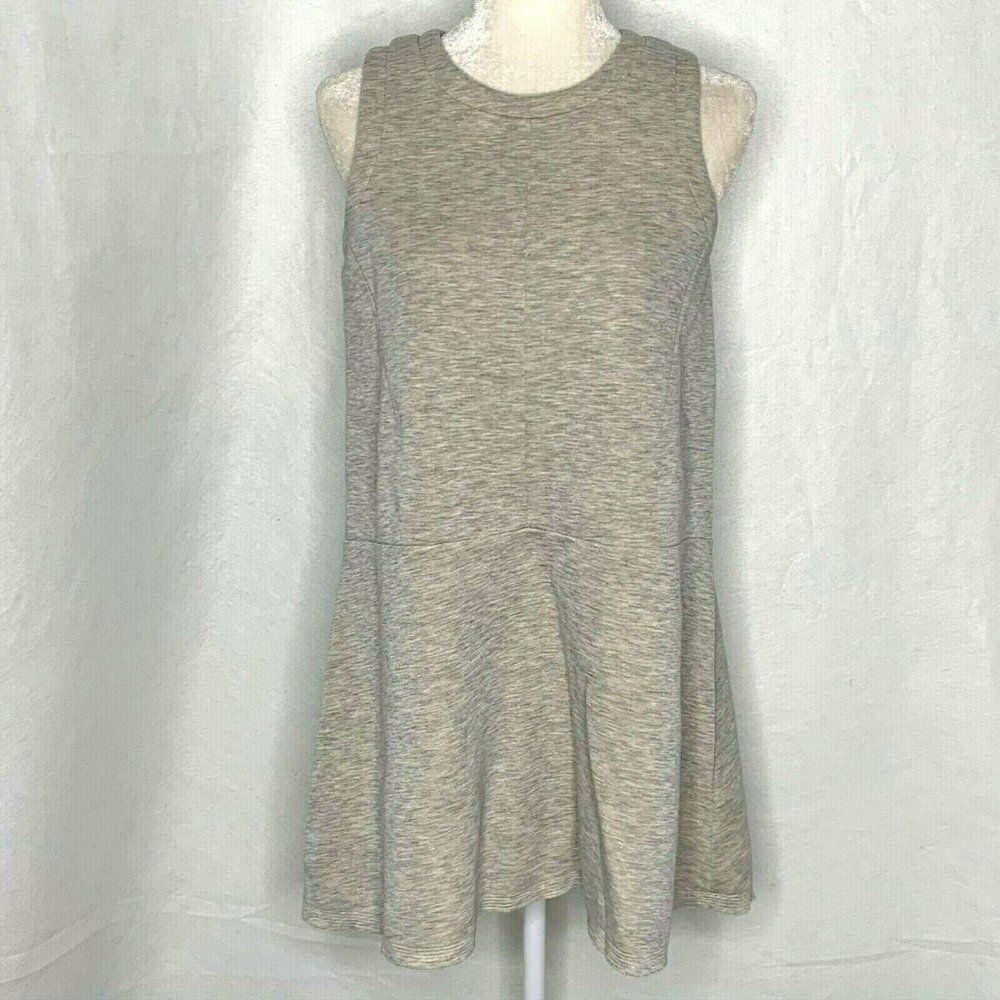 Madewell Anytime Scuba Dress S Heather Grey A Line Sleeveless Back Zip Raw Hem